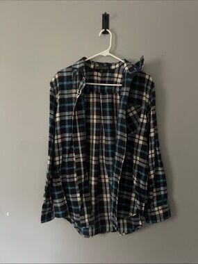 Urban Republic Black, White & Teal Plaid Shirt Jacket